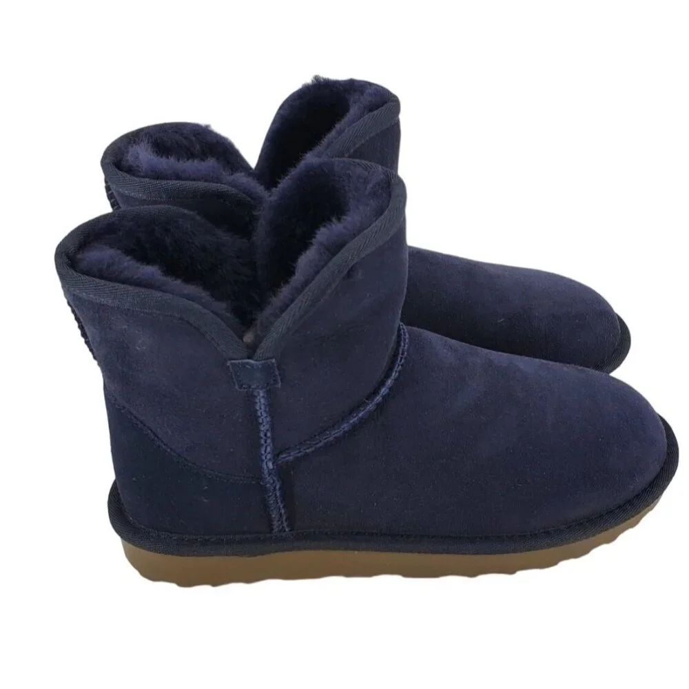Kirkland 7 Real Fur Boots Shearling Sheepskin Suede Scalloped Fold over Shoes